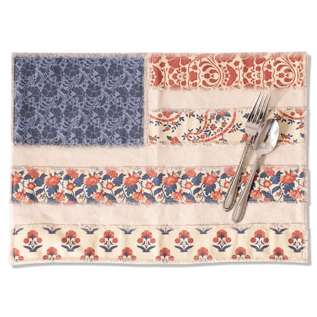 patchwork american flag placemat patriotic floral fabric table setting