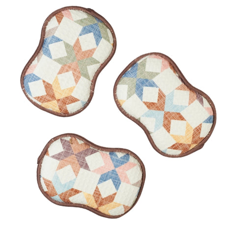 Patchwork quilt reusable kitchen sponge set by Once Again Home Co.

