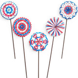 patriotic pinwheel metal decor red white blue garden stake outdoor americana decoration
