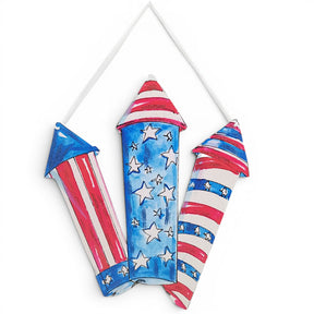 patriotic rocket door hanger red white blue americana front door decor