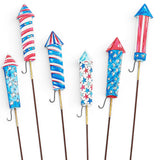 patriotic rocket garden stake red white blue metal outdoor americana decor