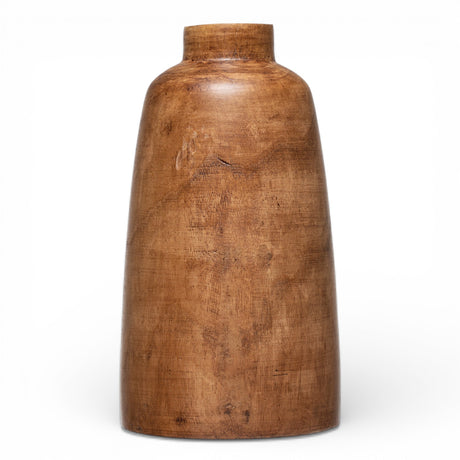 14 inch paulownia wood decorative vase walnut finish rustic home decor