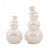 Pearlized snowman ceramic figurines glossy finish