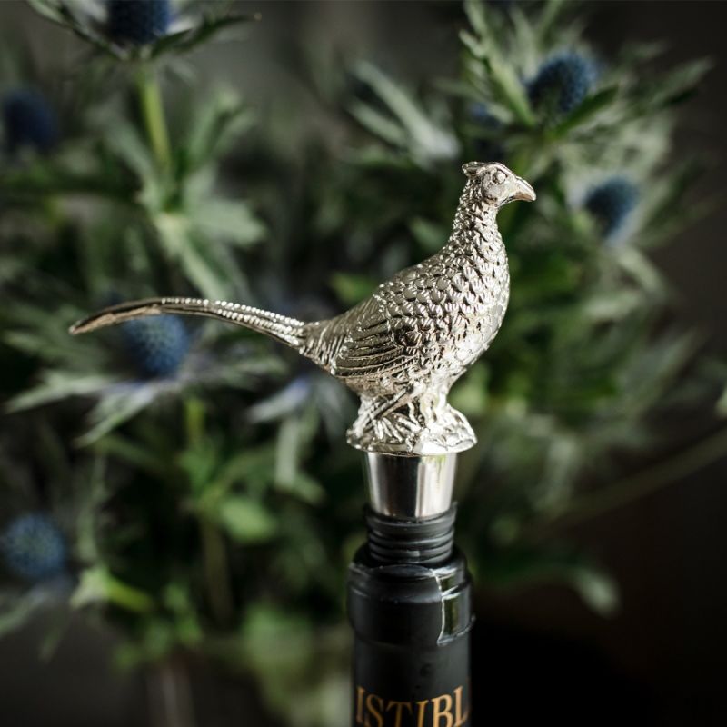Cast Aluminum Pheasant Wine Bottle Stopper