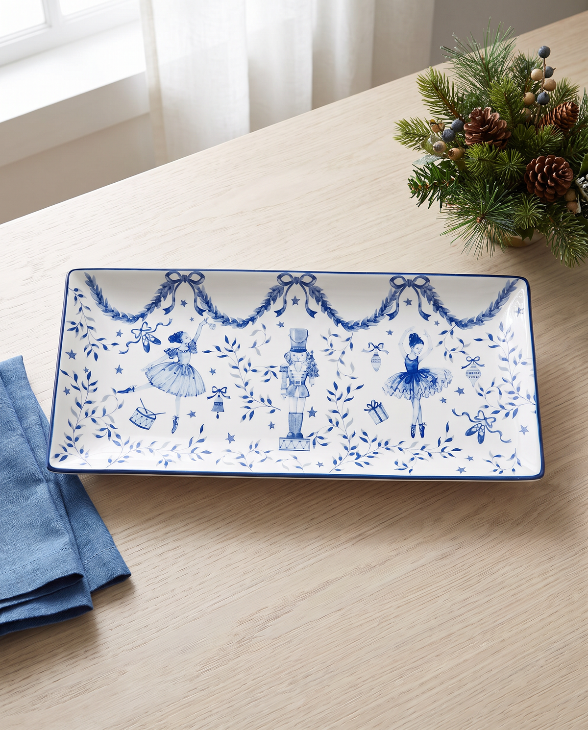 Blue & White Nutcracker Ballet Ceramic Tray