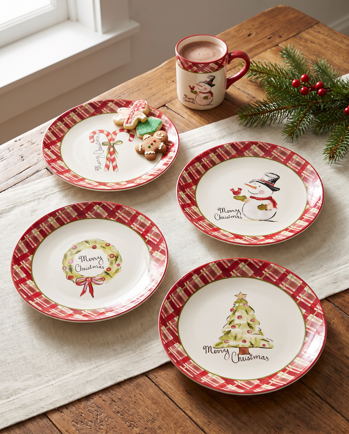 Merry Christmas Plaid Ceramic Plate