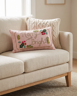 Merry and Bright Embroidered Lumbar Pillow