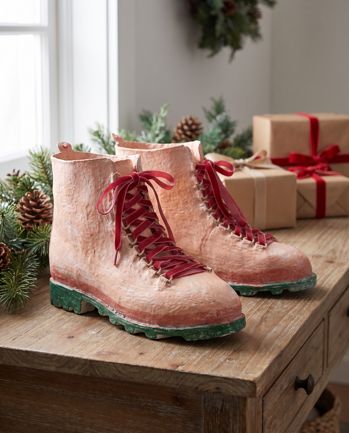 Pink Hiking Boot with Velvet Laces