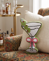 Beaded Martini Pillow with Pink Bow