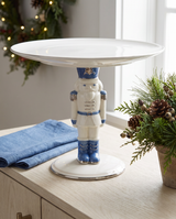 Blue & White Nutcracker Ceramic Pedestal