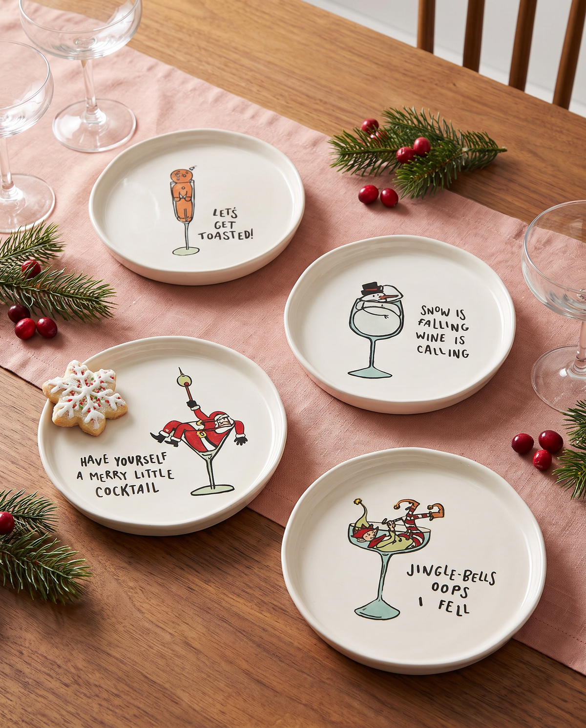 Tipsy Holiday Ceramic Plate