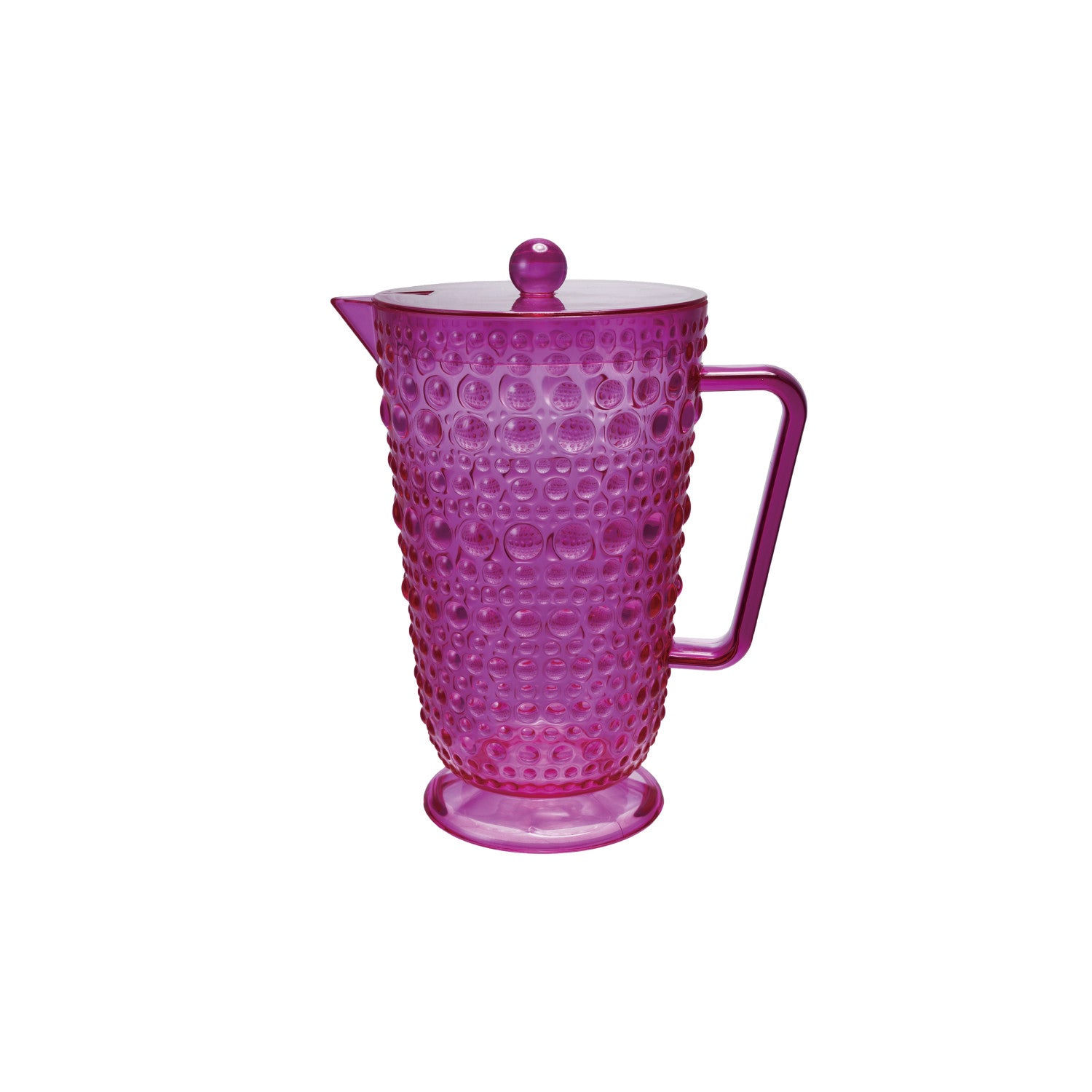 2 Quart Pink Acrylic Footed Pitcher with Lid & Raised Dots – Rust