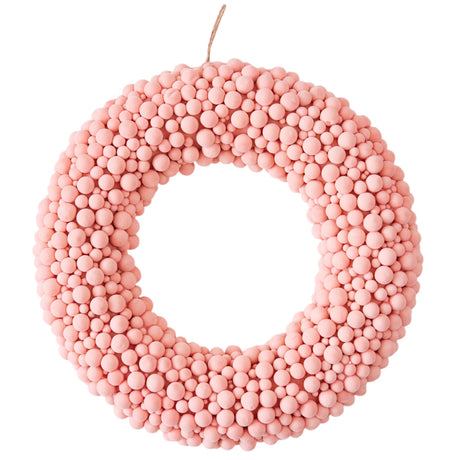 13" round pink flocked foam ball wreath for holiday or seasonal décor