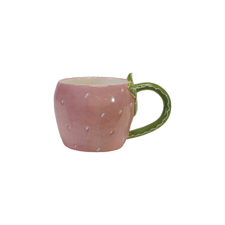 pink strawberry ceramic coffee mug by Creative Co-Op