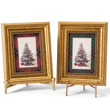 Gold 5 x 7 Christmas photo frames with red and green plaid mats Ralph Lauren 