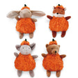 Plush animal in orange pumpkin fall decor with rabbit, fox, mouse and bear styles