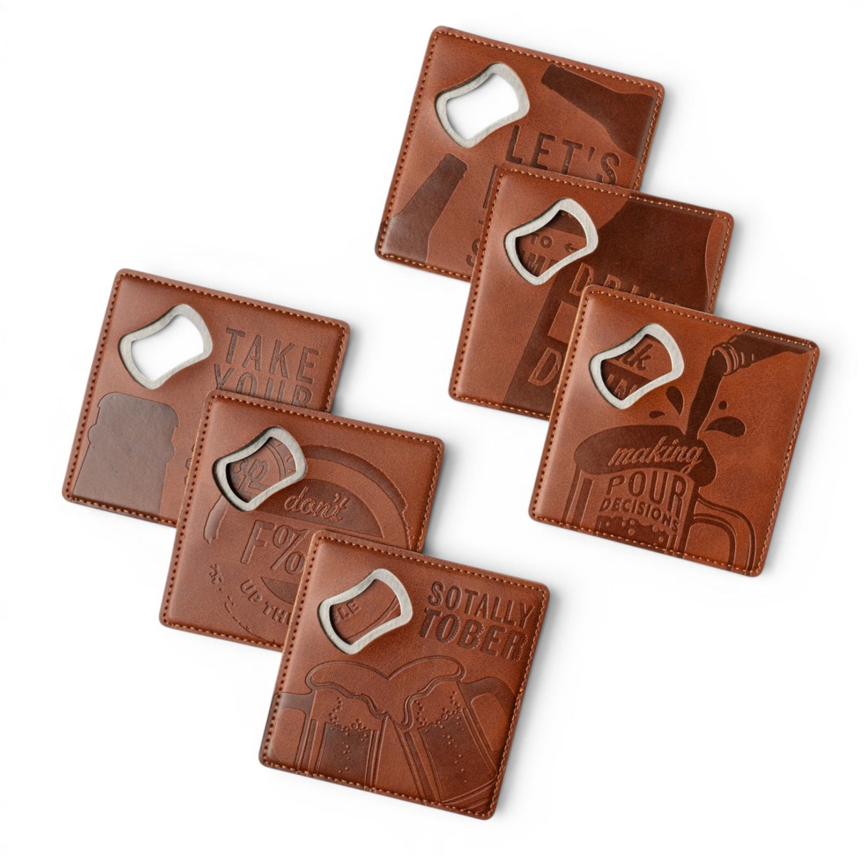 funny beer coaster with bottle opener leather drink coaster gift