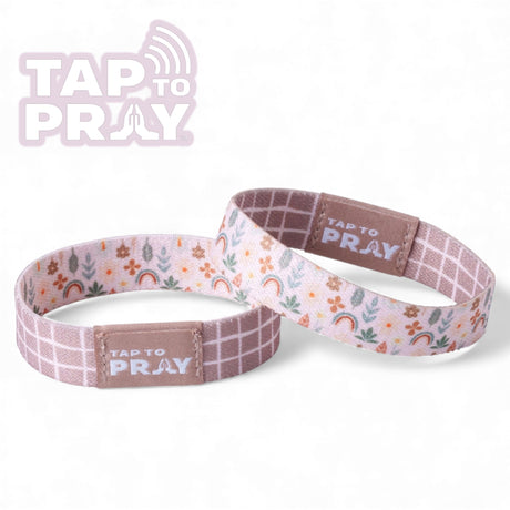 pink plaid tap to pray bible verse wristband