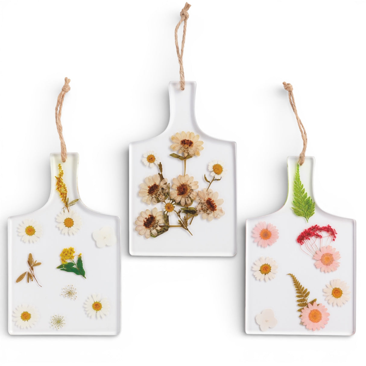 pressed flower resin charcuterie serving board botanical paddle decor