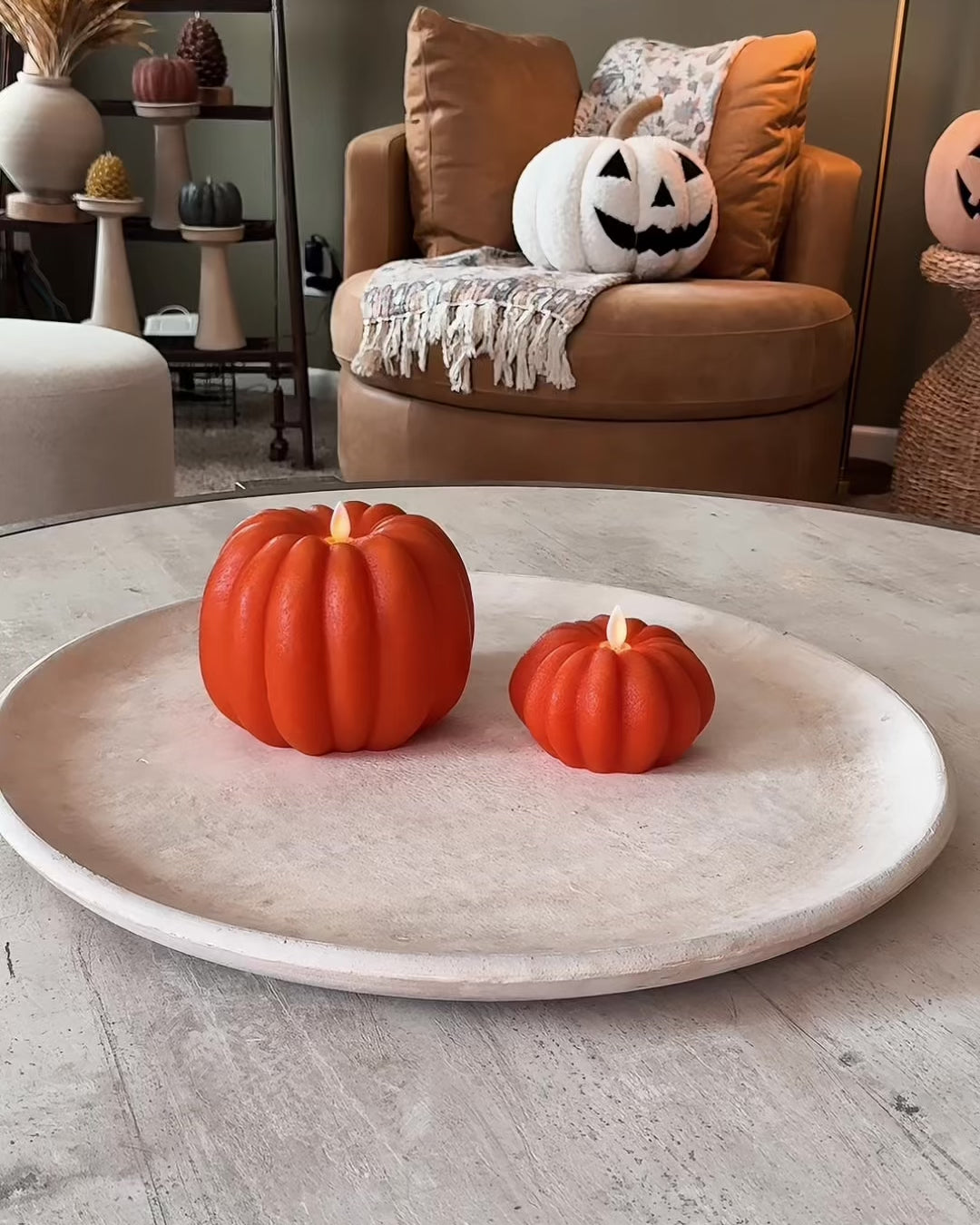 orange pumpkin wax LED flameless candles