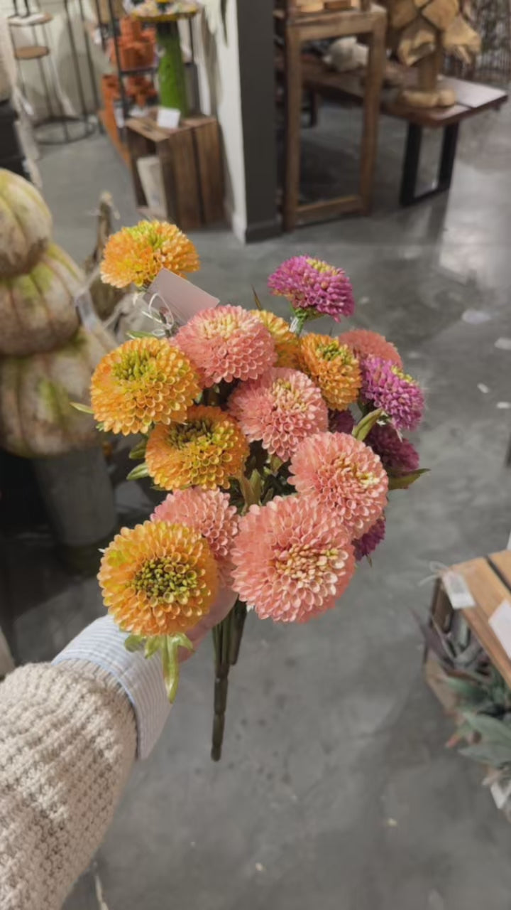 Artificial Orange Ball Dahlia Bundle