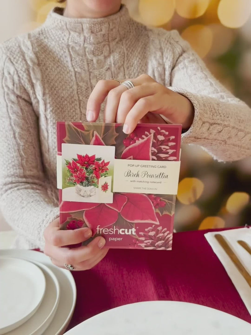 Mini Birch Poinsettia Pop-Up Card | FreshCut Paper