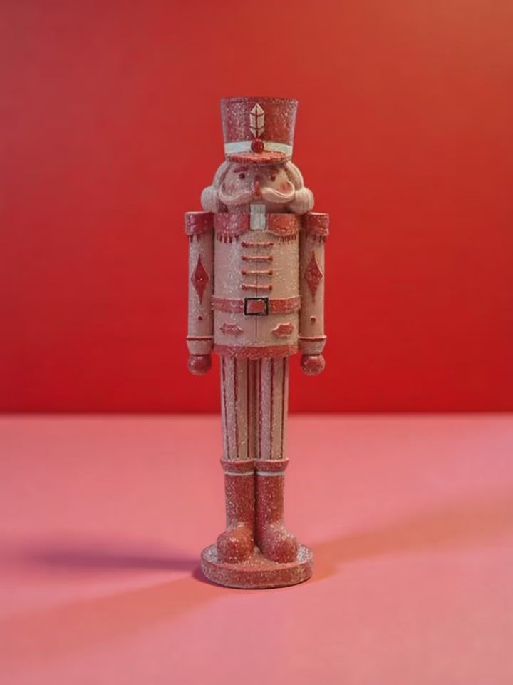 Pink & Red Sugar Coated Nutcracker Figurine