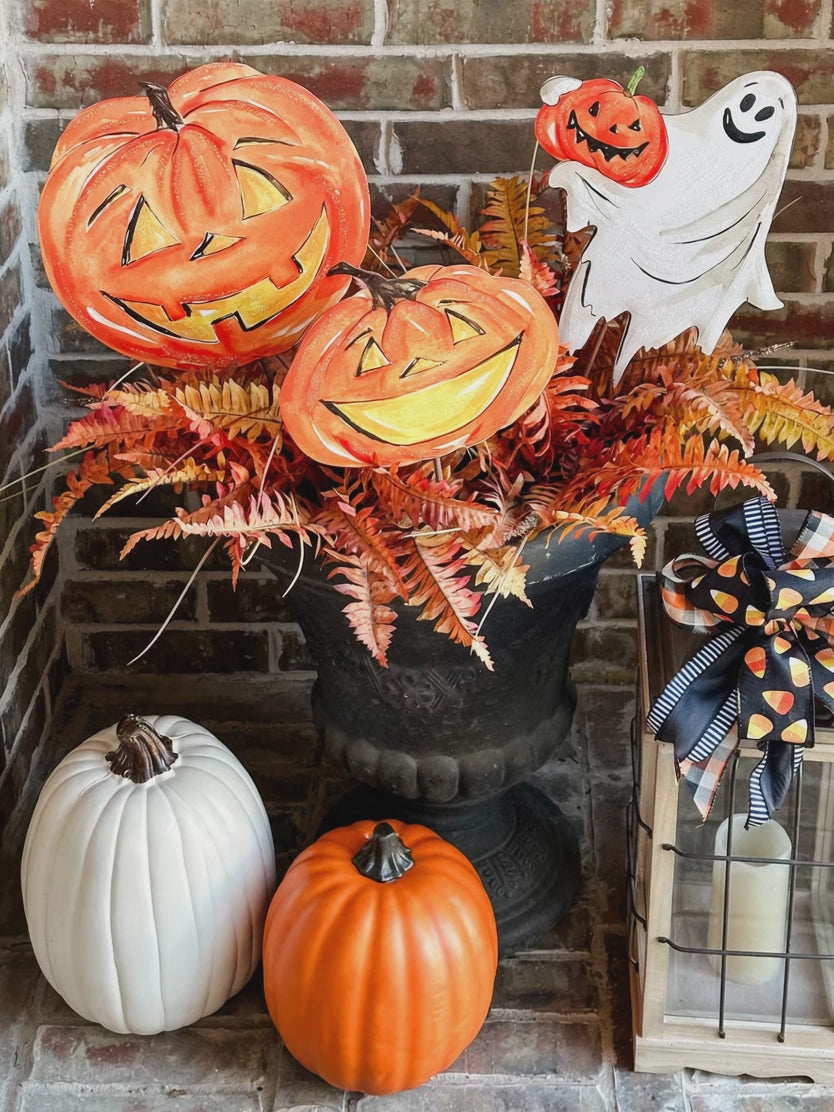Orange Jack-O-Lantern Pumpkin Metal Sign