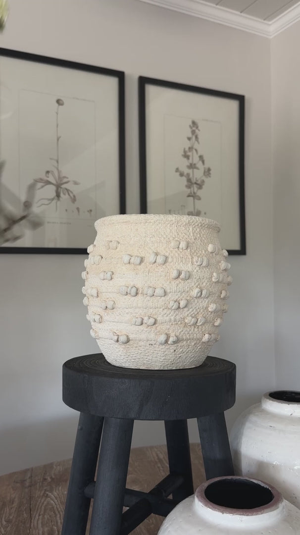 White Cement Textured Knot Vase