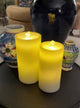 Water Wick Fountain Flameless Cream Wax Pillar Candle | 2 Sizes