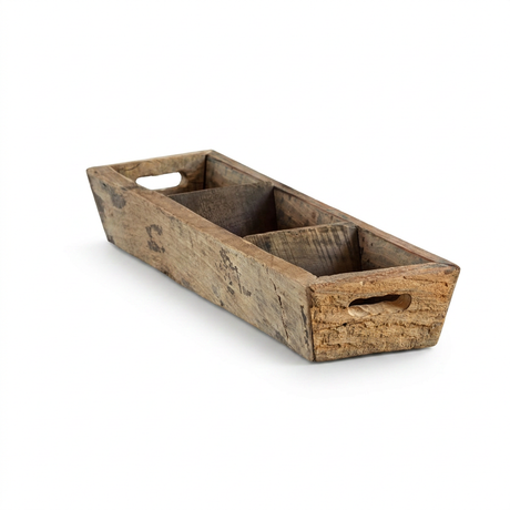 Rustic wood brick mold planter for farmhouse centerpiece decor, seasonal displays, greenery, and candle styling