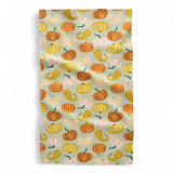 Patterned fabric with pumpkins and gourds tea towel