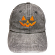 Jack O'lantern face distressed grey hat