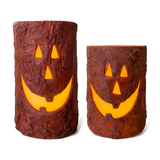 Orange Jack O'Lantern Flameless LED Wax Pillar Candles