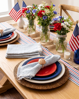 Soft Blue Chambray Fringe Edge Napkin