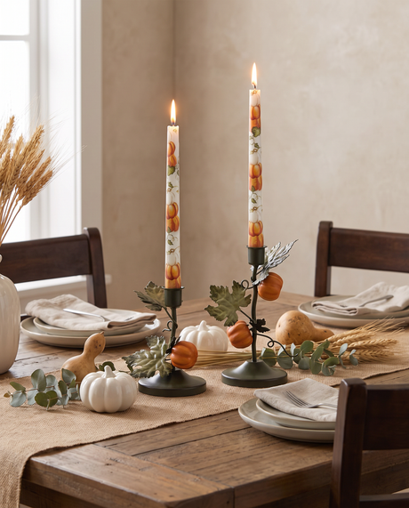Pumpkin Vine Metal Taper Candle Holder