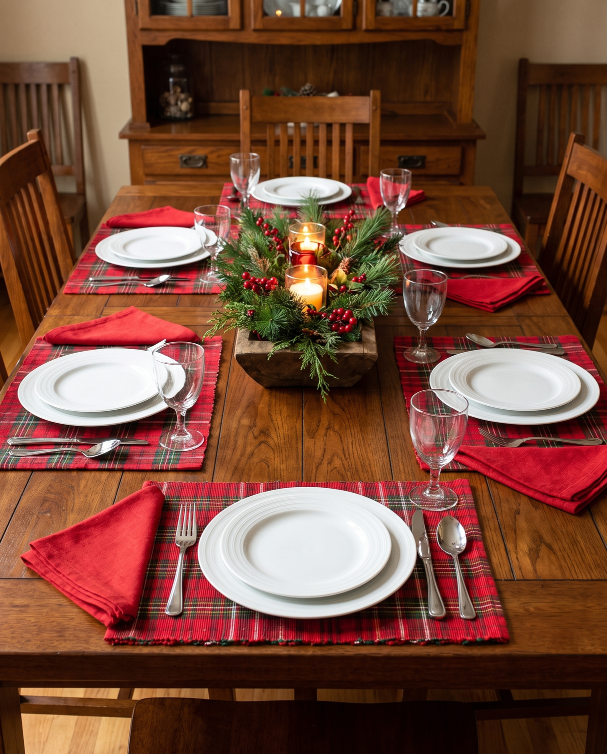Christmas Plaid Placemat and Napkin Set