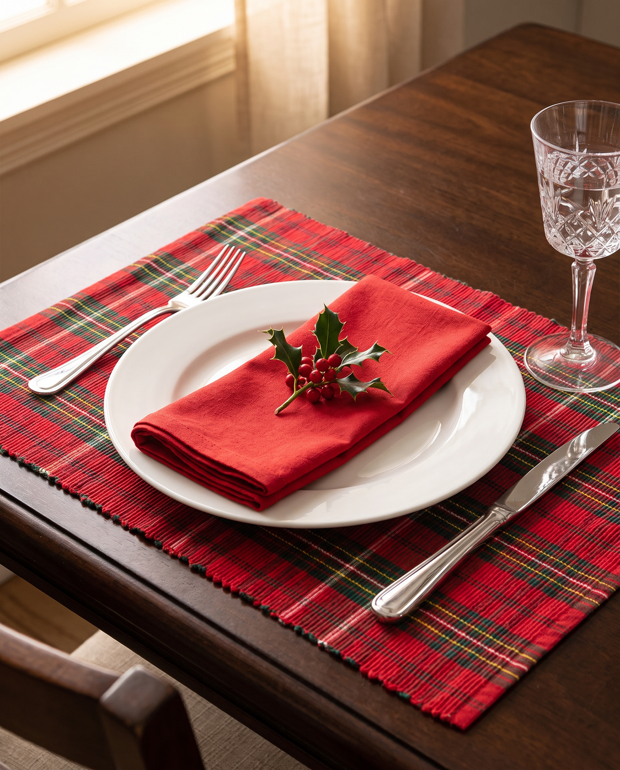 Christmas Plaid Placemat and Napkin Set