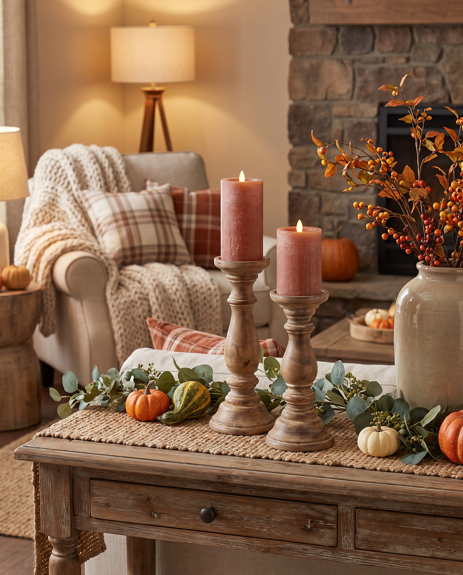 Rust Brown Seaglass Wax Luminara Flameless Pillar Candle