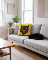 Retro Screaming Black Cat Halloween Throw Pillow
