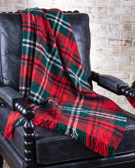 Red Tartan Plaid Fringe Throw Blanket