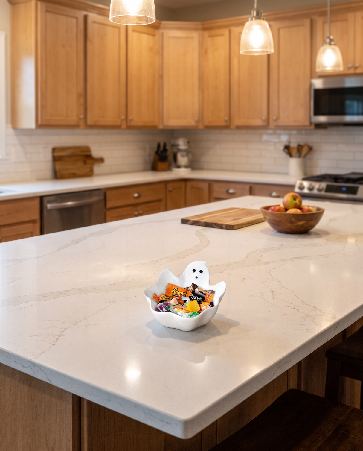 White Ceramic Ghost Bowl