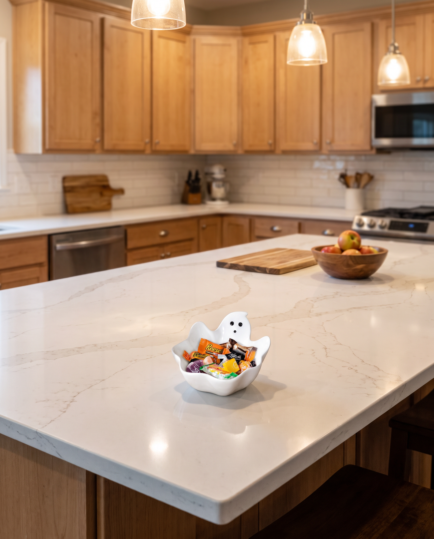 White Ceramic Ghost Bowl