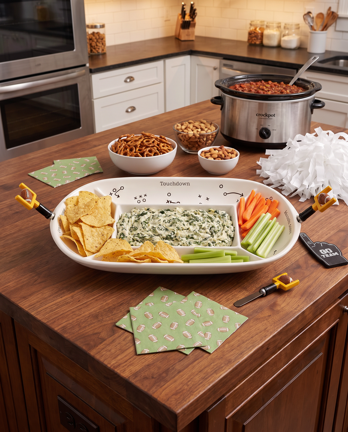 Divided Football Field Ceramic Platter Set