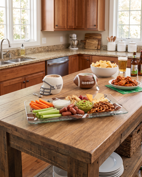 Football Glass Serving Tray