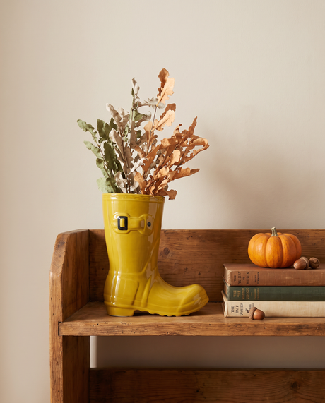 Yellow Ceramic Rain Boot Vase