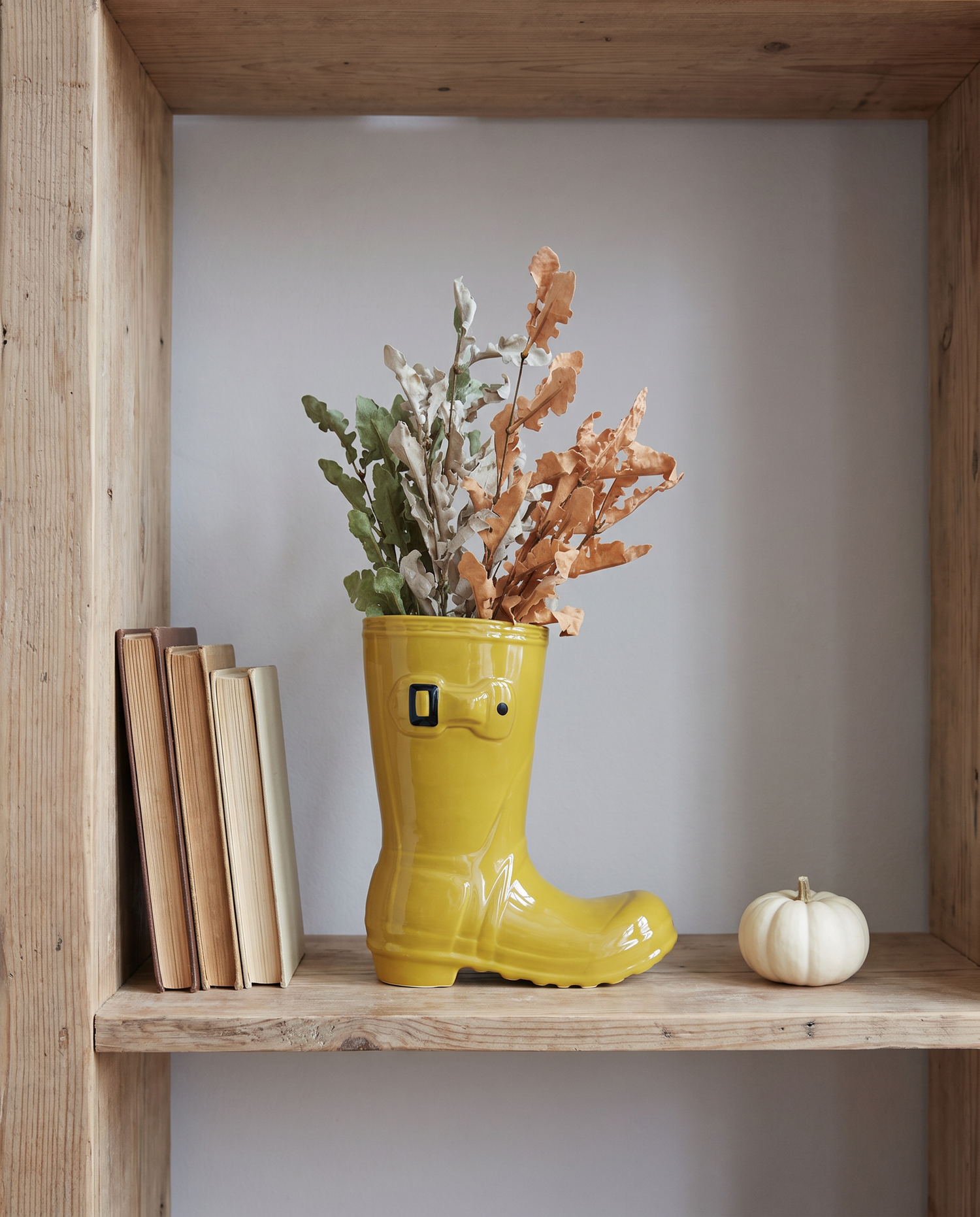 Yellow Ceramic Rain Boot Vase