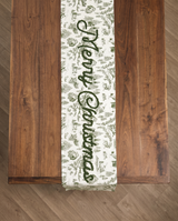 Green Toile Merry Christmas Table Runner