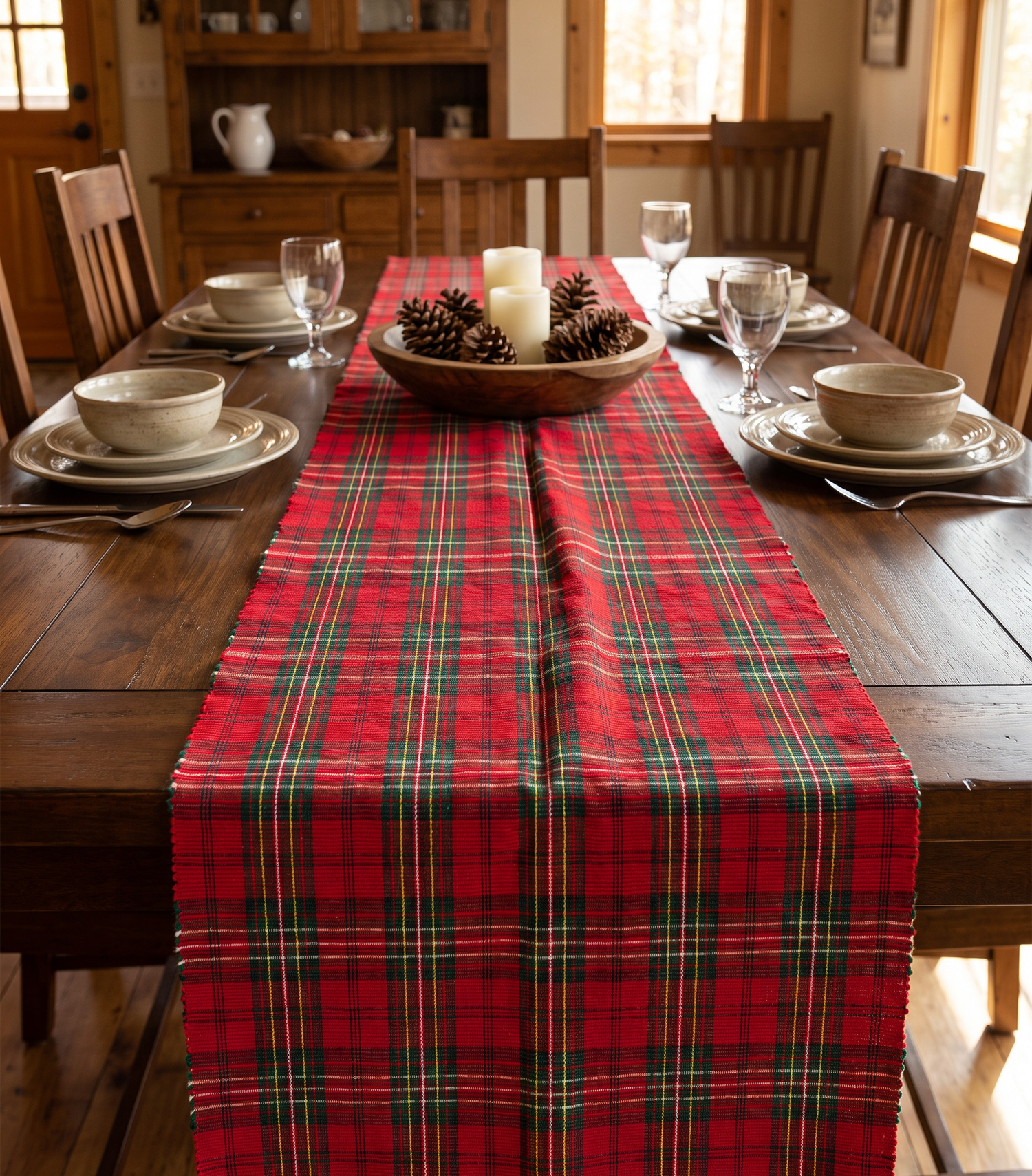 Christmas Red Plaid Table Runner