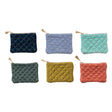 quilted velvet zip pouch metallic stitching cosmetic bag small travel pouch with tassel multiple colors